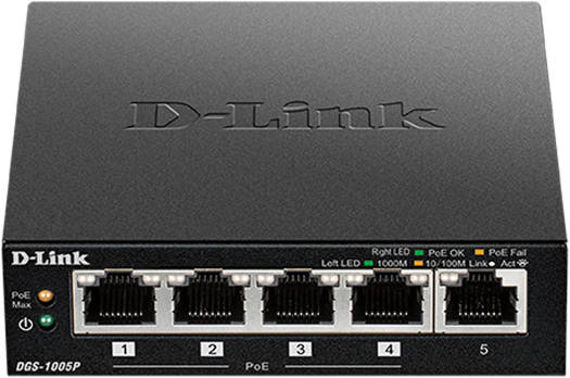 DLINK SWITCH DGS-F1006P-E 5 PORT GIGABYTE POE