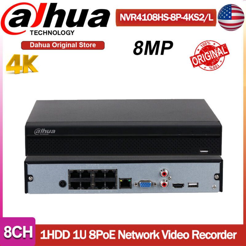 NVR4108HS-8P-4KS2: 8-channel NVR with 8 PoE ports and 4K resolution support.