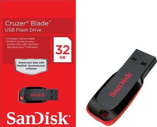 SanDisk Cruzer Blade USB 2.0 32GB Flash Drive – Compact, Reliable, Everyday Storage