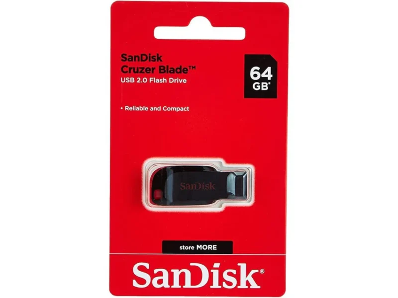 SanDisk 64GB Cruzer Blade USB 2.0 – Sleek and Portable Data Storage