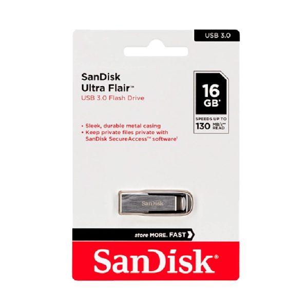 SanDisk Ultra Flair 16GB USB 3.0 Flash Drive – Sleek, Fast & Secure Storage