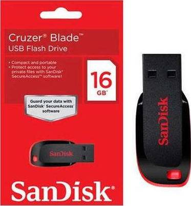 SanDisk 16GB USB 2.0 Cruzer Blade – Durable & Easy File Transfer