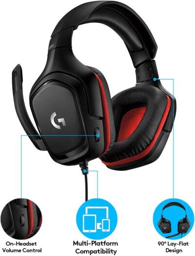 Logitech G332 Gaming Headset – Red/Black (981-000757)
